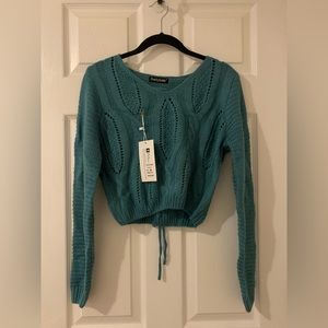 Teal Cropped Sweater